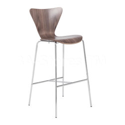 Tendy-B Walnut / Chrome Bar Stool (Set Of 2) - Bar Stools And Counter Stools