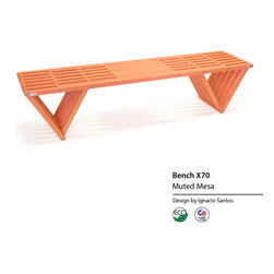 Backless solid Wood Modern Design Bench 70 by GloDea - Indoor Benches