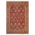 Bareens Designer Rugs - Pak Persian Viva Red/Green Wool Rug 7'11'' x 10'5'' - Designed with mesmerizing intricacy and gorgeous color palette, this hand-knotted masterpiece demonstrates the beauty and electrifying thrill of Pak Persian art. These meticulously hand-knotted Pak-Persian rug is made with pure wool and features breathtaking traditional, transitional, and tribal designs in bold luxurious color pallets. Known for their intricate designs these rugs are a reproduction of Persian rugs, made in Pakistan with unique Mughal designs. Made by master weavers using the same Persian texture, design and dying technique, we wanted to produce the most significant manifestation of Persian art, life, and culture. This rug is most famous for its exceptional quality, incredible designs, patterns, and vibrant rich color. Pak-Persian rugs made with Persian weave with high knot counts, which enables the high intricacy and detail found in the patterns are also referred to as "State of art", each color adds a rich beautiful detail in the artwork of this rug. The design, color, and beautiful chromatic composition with a vibrant sheen with intricate designs, exude beauty, elegance, and quality make this rug a masterpiece of its own.