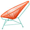 Acapulco Indoor/Outdoor Handmade Lounge Chair New Frame Colors, Orange Weave, Mint Frame