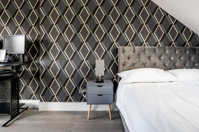 Design ideas for a modern bedroom in London.