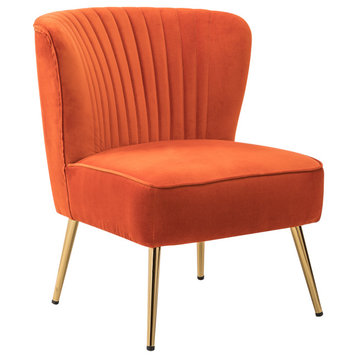 Velvet Accent Dining Chair, Orange