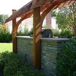 Outdoor Kitchen Cantilevered Pergola - Pergolas
