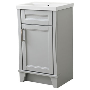 20" Single Sink Vanity With White Ceramic Sink Top, Light Gray