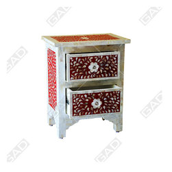FLORAL RED BONE BEDSIDE TABLE - Furniture