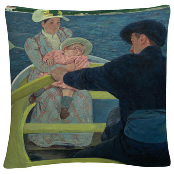 Mary Cassatt 'The Boating Party 1893-94' 16"x16" Decorative Throw Pillow