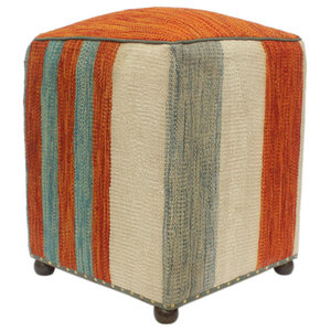 Modern Golding Handmade Kilim Upholstered Ottoman Modern Golding Handmade Kilim Upholstered Ottoman