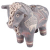 NOVICA Black Bull Of Pucara And Ceramic Decorative Vessel