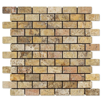 1 X 2 Scabos Travertine Tumbled Brick Mosaic Tile