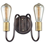 Maxim Lighting - Haven 2-Light Wall Sconce - Arms that gracefully descend from a collector cradle a round metal band that can be removed for a minimalistic look. Available in two finish combinations: Black with Satin Nickel Accents and Oil Rubbed Bronze with Antique Brass accents.