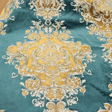 Buckingham Imperial Pattern Velvet Upholstery Fabric, Royal