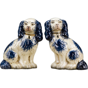 Staffordshire Reproduction Dogs, 9.5", Blue, 2-Piece Set