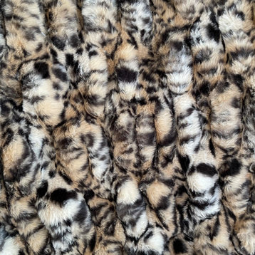 Natural Leopard Sharpei Faux Fur Luxury Throw Blanket, Throw 60Wx72L