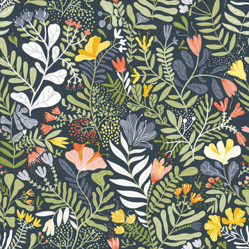 Brittsommar Navy Woodland Floral Wallpaper, Bolt