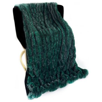 Plutus Emerald Green Plush Pelt Faux Fur Luxury Throw Blanket, Throw 48"W x 60"L