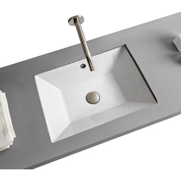Rectangular Small White Ceramic Undermount Sink, No Hole