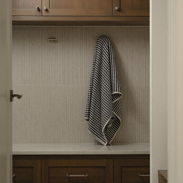 Custom Walnut Changing Room with Arched Bench Nook