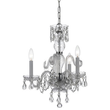 Traditional Crystal 3-Light 18" Mini Chandelier in Polished Chrome with Clear