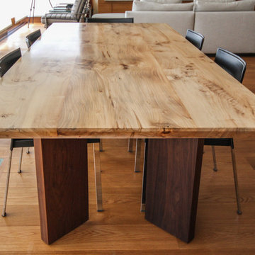 Elm Dining Table with Walnut Legs