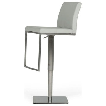 Johnny Modern Light Gray and Brushed Stainless Steel Bar Stool, Set of 2