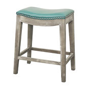 Elmo Bonded Leather Counter Stool, Turquoise