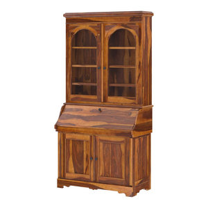 Jasper Tall Drop Front Solid Wood Home Office Secretary Desk With