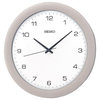 Seiko Clocks, 12" Stylish Brushed Silver Metal Quiet Sweep Wall Clock