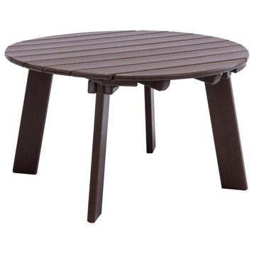 32''D Patio Outdoor Round Coffee Tables, Adirondack Table, Brown