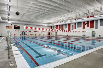 Inspiration for a large indoor lap pool remodel in Other