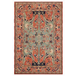 Bareens Designer Rugs - Bohemien Ziegler Heide Peach Peach Hand-Knotted Wool Rug - 8'9'' x 11'11'' - Enhance the ambiance of your home with this magnificent Persian-influenced Turkish hand-knotted rug made by skilled artisans capable of creating the most exceptional vegetable dyes and hand-spun wool. This exquisite handmade rug is a one-of-a-kind Peshawar Kafkaz, otherwise identified as Chobi, Chobi Peshawar, Oushak, or Ziegler rug. These handmade rugs are crafted in Pakistan utilizing superior-quality wool imported from Australia, New Zealand, and Korea in two types of weaves: the Persian weave and the Mori weave. This rug is meticulously crafted by hand using the finest natural vegetable dyes extracted from local plants. The artisans use a blend of hand-spun local and fine merino wool, resulting in a rug with a compelling texture, higher lanolin content, and longer staple. The artisans occasionally incorporate natural or artificial silk into the pile to enhance specific motifs. The finished product is an awe-inspiring execution of flawless design and an understated palette that exudes elegance.