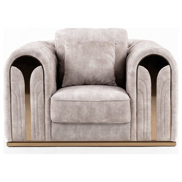 Divani Casa Dosie Transitional Beige Velvet Chair