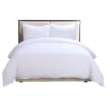 Lotus Home Water and Stain Resistant Duvet Cover Mini Set, White, Twin