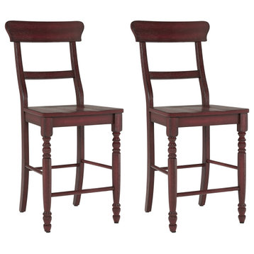 Savannah Court Set of 2 Counter Chairs, Antique Red