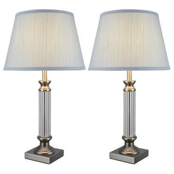 40033-1, Two Pack Set � 23 1/2" High Contemporary Table Lamp, Pewter Finish