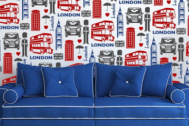 LONDON allover wallpaper stencil