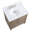 Montauk 30" Bathroom Vanity, Light Oak With Carrara Marble, 30"