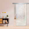 Sliding Barn Glass Door with Full Private Design, 26"x84", Recessed Grip