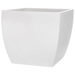 Root and Stock - Pacifica Square Curved Planter Box, White, 20"x20"x18.5" - The Pacifica Square planters have a classic square shape with curved lines. They provide a nest for small to medium size trees and plants. These planters are suitable for indoor and outdoor applications.