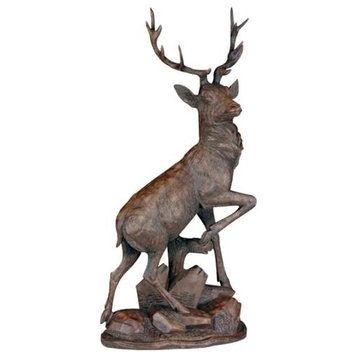Sculpture Statue English Deer Right Facing Rustic Mountain Hand