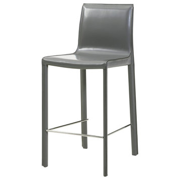 Gervin Recycled Leather Counter Stool,Set of 2 - Anthracite