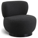 Meridian Furniture - Calais Accent Chair, Black, Black Oak Veneer Base - Wow guests with contemporary panache with the addition of this Calais boucle fabric accent chair to your bedroom, living room, or elsewhere. This lovely chair features a mid-century modern design that makes it take on an artsy feel that's bound to be noticed by all who happen by (or stop and sit). The black oak veneer base adds a definitive sturdiness while the rich black boucle fabric makes it an inviting seat to take a load off at day's end.