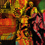 PopArtWorks - William Shakespeare Pop Art Collage, Detail �20 note, 48x48 Stretched - William Shakespeare Pop Art Collage Warhol style. Detail £20 note