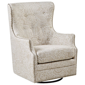 Madison Park Wingback Swivel Chair, Floral Print