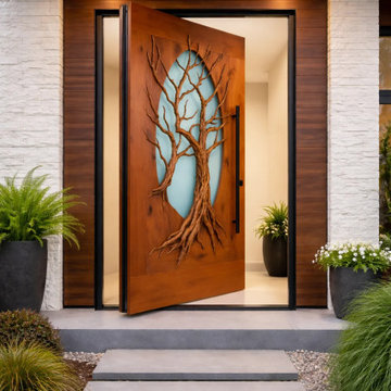 Organic Modernism: The Custom 3D Tree Pivot Door