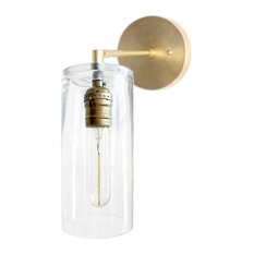 Industrial Wall Sconce Lighting With Hurricane Glass - Modern lighting, Gold / B