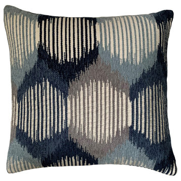 The Pillow Collection Blue Geometric Coral Motif Throw Pillow, 20"
