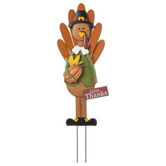 Glitzhome 30in. H Thanksgiving Metal Turkey Yard Stake Wall Decor