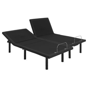 Pemberly Row Metal Model G Adjustable King Split Bed Base in Black