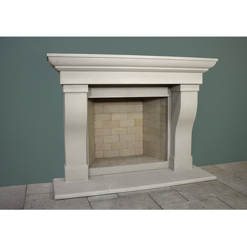 Berkley Cast Stone Fireplace Mantel, Pearl