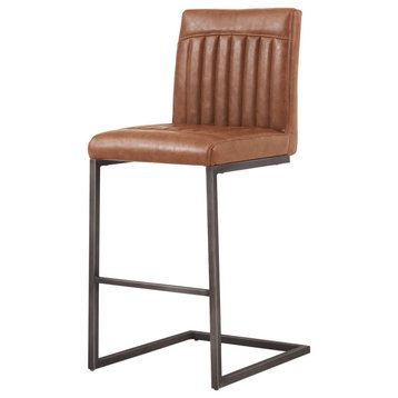 Ronan Bar/ Counter Stool, Set of 2, Antique Cigar Brown, Counter Stool, Faux Leather